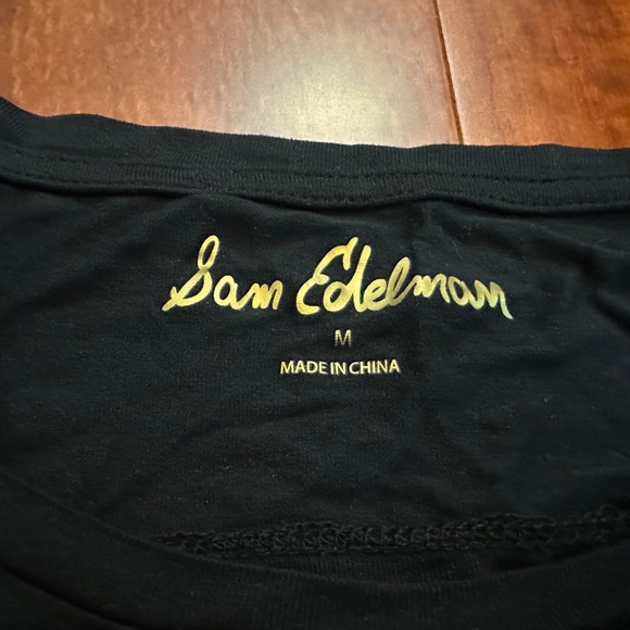 Sam Edelman BARR & BEAUTIFUL Black Short Sleeve Shirt Open Back Size Medium NEW - Picture 3 of 11